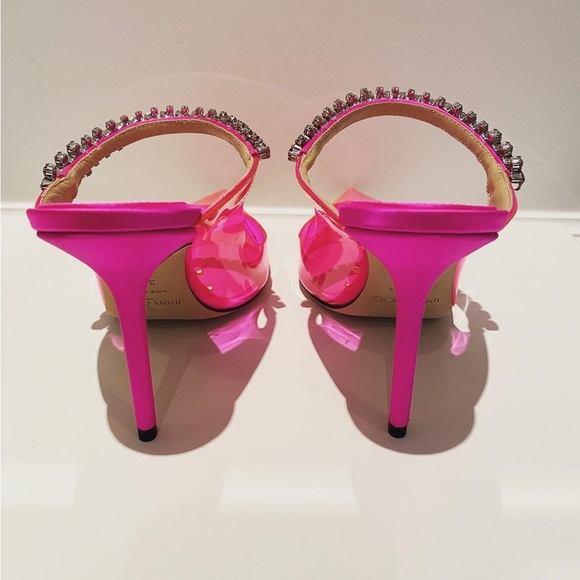 Brand new JIMMY CHOO Bing Crystal Embellished Clear Heeled Mule - Picture 6 of 9